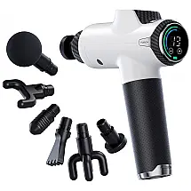 Fusion Black Massageador Pistola Elétrico Profissional Sem Fio 6 Acessórios, Branco