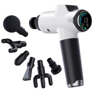 Fusion Black Massageador Pistola Elétrico Profissional Sem Fio 6 Acessórios, Branco