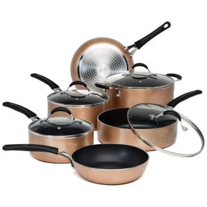 Conjunto de Panelas e Frigideiras Antiaderentes, 10 Peças, Dourada, ECOLUTION , Dourado