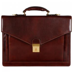 Bolsa Maleta de Couro Masculina para Laptop, TIME RESISTANCE, Marrom