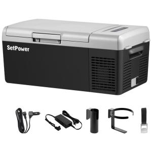 Mini Geladeira Automotiva Setpower, Portátil, 12V DC 12 , 24V, 13L, Cinza