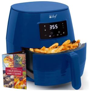 Fritadeira Elétrica 5L de Capacidade com Acessórios e Livro de Receitas, 1400W, 110V, DECO CHEF DCDAIR05BLU, Azul