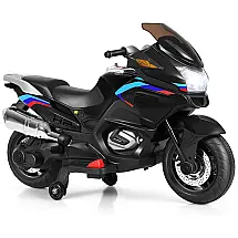 Costzon Moto Elétrica Infantil 12V Recarregável com Música e Luzes, até 6 km, h, Preta, 3