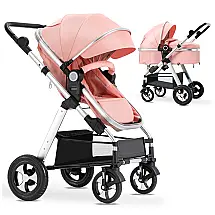 Carrinho de Bebê 2 em 1 para Recém Nascido com Encosto Ajustável, Blahoo, Rosa