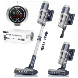 ORFELD Aspirador de Pó Multifuncional sem Fio com Acessórios e Painel LED Ideal para Pets, 110V, 200W, Prata