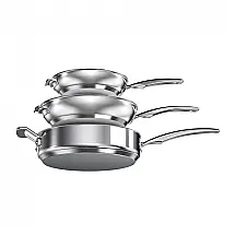 Conjunto de Panelas e Frigideiras Antiaderentes de Aço Inoxidável, Peças, CUISINART N91 11, Prateado