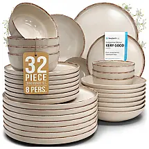 Aparelho de Jantar Pure Living Rustic 32 Peças Grés Bege Serviço para 8 Pessoas