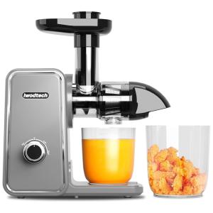 Centrífuga de Frutas com 2 Velocidades, Aço Inoxidável, Silencioso e Função Reversa, 110v, IWODTECH, Cinza