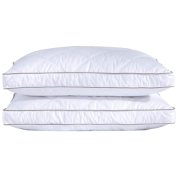 Conjunto de Travesseiros de Penas de Ganso, Tamanho Queen com 2 Peças e Capa 100% Algodão Macia e Respirável, Puredown
