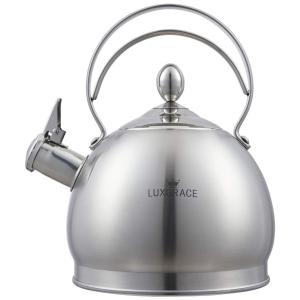 LUXGRACE Chaleira 2L com Apito e Cabo ergonômico, Aço Inoxidável, Prata