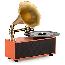 Vitrola Toca Discos com Plataforma 3 Velocidades, sem fio, 78 RPM, 110v, NB, Laranja