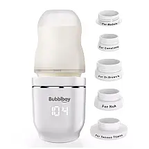 Aquecedor de Mamadeiras com Termostato Digital e 5 Adaptadores, Bubblbay, Branco