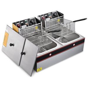 Fritadeira Elétrica Dupla Profissional 24 Litros de Capacidade, Aço Inoxidável, 110V 5000W, WeChef