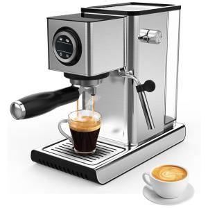 Máquina de Café Expresso Profissional com Espumador de Leite e 20 Bar de Pressão Compacta e Eficiente, 110V PQWPQW, Prata