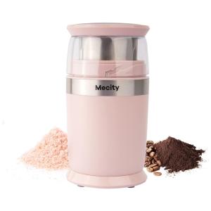 Moedor de Café Elétrico em Aço Inoxidável com 6 Lâminas e Tigela de Aço Inoxidável, 110V 200W, Mecity, Rosa