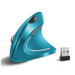Mouse Ergonômico Vertical sem Fio Reduz a Tensão do Pulso com Botões Ópticos e Silencioso, 800, 1600 DPI 6 Botões, VASSINK, Azul