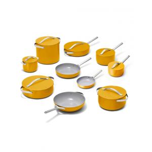 Conjunto de panelas 24 peças Caraway amarelo marigold com revestimento cerâmico antiaderente e organizadores 24pc Set