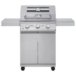 Churrasqueira a Gás 60.000 BTU LED com 4 Queimadores, 2 Portas e 1 Queimador Lateral em Aço Inoxidável, MONUMENT GRILLS, Prateado