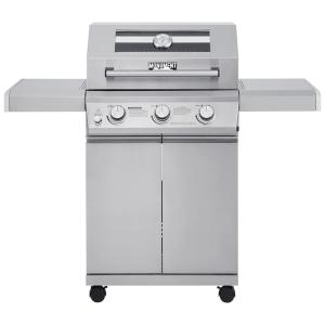 Churrasqueira a Gás 60.000 BTU LED com 4 Queimadores, 2 Portas e 1 Queimador Lateral em Aço Inoxidável, MONUMENT GRILLS, Prateado