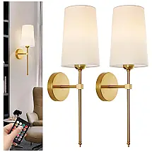 Conjunto de Luminária de Parede Sem Fio com Controle Remoto e Carregamento via USB, 2 Peças, CCKZQYR