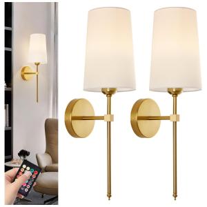 Conjunto de Luminária de Parede Sem Fio com Controle Remoto e Carregamento via USB, 2 Peças, CCKZQYR