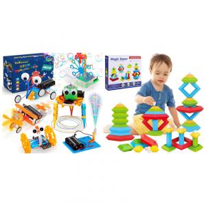 Kit de robótica STEM 6 em 1 Tsomtto com robôs eletrônicos e blocos de montar para crianças a partir de 2 anos
