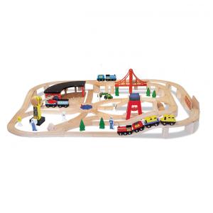 Kit Ferroviário Infantil de Madeira com 130 Peças Ideal para Crianças a Partir de 3 Anos, Melissa & Doug