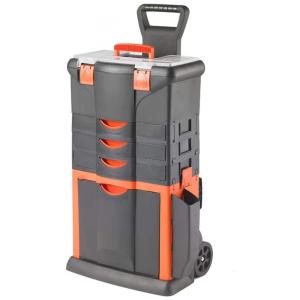 Caixa de Ferramentas Organizadora com Rodas e Compartimentos, TOOD TBR103, Cinza