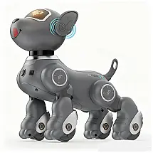 Cão Robô Interativo com Controle Remoto de Voz e Sensores para Crianças com Mais de 5 Anos, Vatos, Cinza