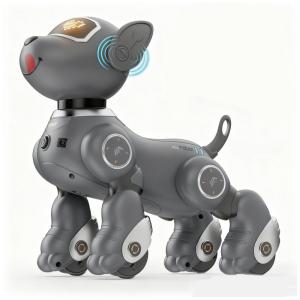 Cão Robô Interativo com Controle Remoto de Voz e Sensores para Crianças com Mais de 5 Anos, Vatos, Cinza