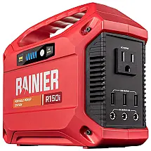 Rainier R150i Gerador de Energia Solar Portátil 155Wh a Bateria de Lítio, 110V, 1000W, Vermelho