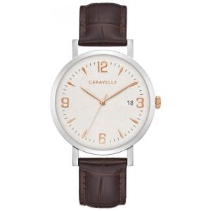 Relógio Masculino Analógico Retrô Quartzo de Couro, CARAVELLE 44A118, Marrom