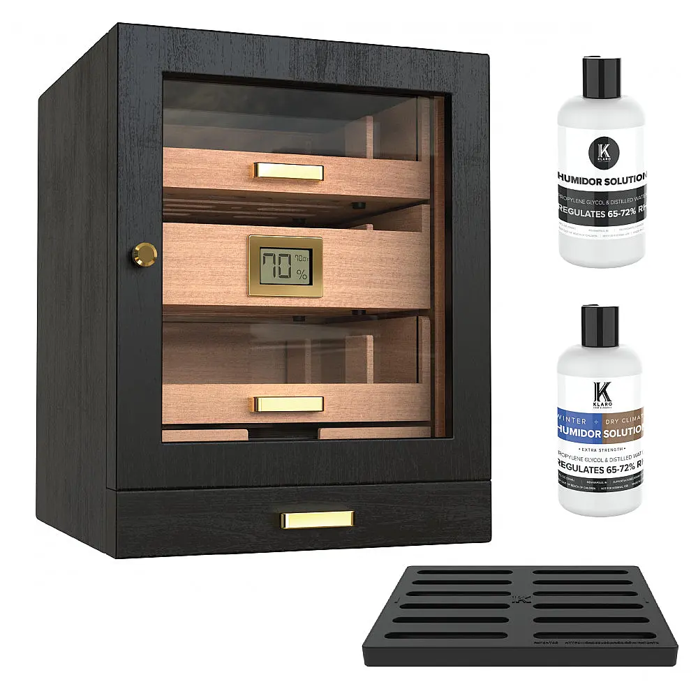 Humidor Gabinete Case Elegance Luca Preto para 80-100 Charutos com Cedro Espanhol