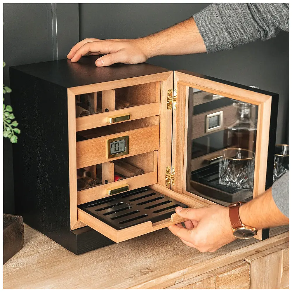 Humidor Gabinete Case Elegance Luca Preto para 80-100 Charutos com Cedro Espanhol — foto 2
