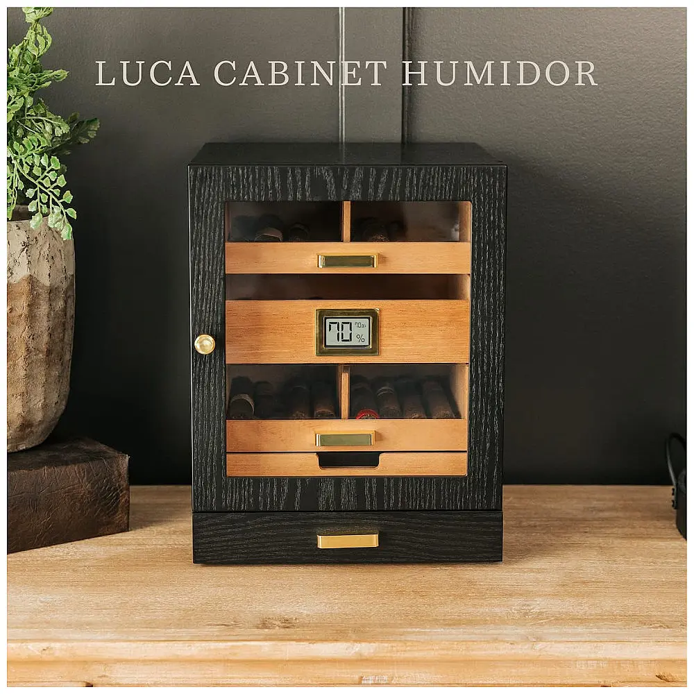 Humidor Gabinete Case Elegance Luca Preto para 80-100 Charutos com Cedro Espanhol — foto 3