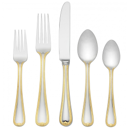 Conjunto de Talheres, Sofisticação e Durabilidade para Sua Casa com 5 Peças e Material de Aço Inoxidável, LENOX 6056188, Prata e Dourado