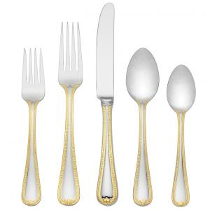 Conjunto de Talheres, Sofisticação e Durabilidade para Sua Casa com 5 Peças e Material de Aço Inoxidável, LENOX 6056188, Prata e Dourado