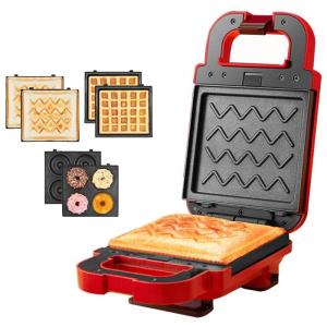 Máquina de waffle de ovo, prensa elétrica sanduíche e máquina de fazer rosquinhas, AASDF, Vermelho