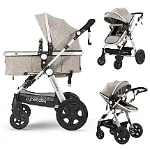 Carrinho de Bebê para Recém Nascidos com Assento Reversível, Cynebaby, Cáqui