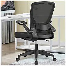 Cadeira de Escritório Ergonômica Giratória com Suporte Lombar e Altura Ajustáveis, KERDOM, Preto
