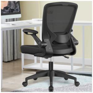 Cadeira de Escritório Ergonômica Giratória com Suporte Lombar e Altura Ajustáveis, KERDOM, Preto