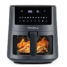 Fritadeira Elétrica Digital Holstein Housewares Cinza Escuro 7 em 1 7,2L Janela de Visualização 1500W 120V, Modelo HH-09114020DG