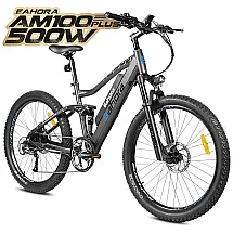 AM100 Bicicleta Elétrica Motorizada 9 Velocidades e 3 Modos, 500W, EAHORA, Cinza