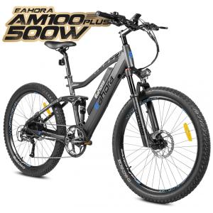 AM100 Bicicleta Elétrica Motorizada 9 Velocidades e 3 Modos, 500W, EAHORA, Cinza