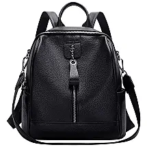ALTOSY Mochila Feminina de Couro , Preta