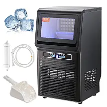 Máquina de Gelo Profissional, Que Produz 31 kg em 24H com Armazenamento de 5 kg e Display Digital LED, 110V 170W, VEVOR, Preta
