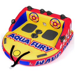 Boia Rebocável Aquática para 2 Pessoas com Infláveis de Segurança e Assentos de Espuma, MewVeer, Amarelo e Vermelho