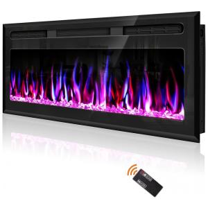 Lareira Elétrica de Embutir A40x78L com Controle Remoto e Chamas Ajustável, 110V 1500W, Hocookeperv, Preta