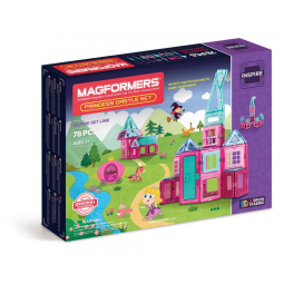 Kit de Construção Princess Castle com 78 Peças para 3 Anos ou mais, MAGFORMERS 04004, Vermelho