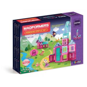 Kit de Construção Princess Castle com 78 Peças para 3 Anos ou mais, MAGFORMERS 04004, Vermelho